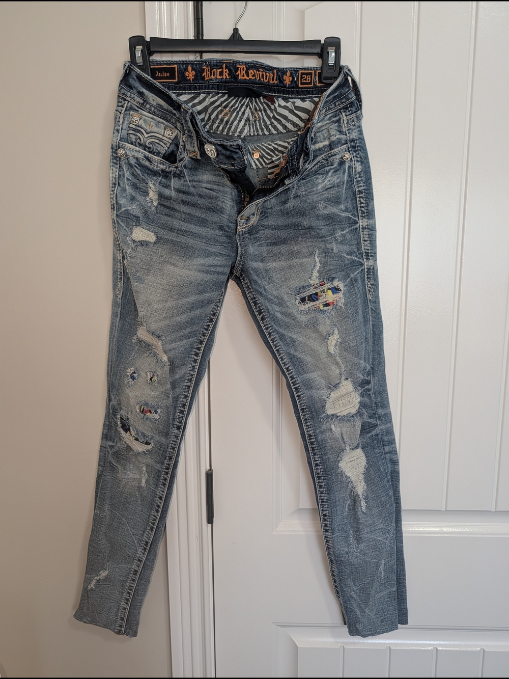 Rock Revival Women’s Distressed Slim Jeans - Washed Blue